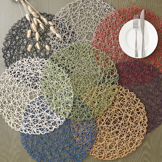 DII® Eggplant Woven Paper Round Placemat (Set of 6)
